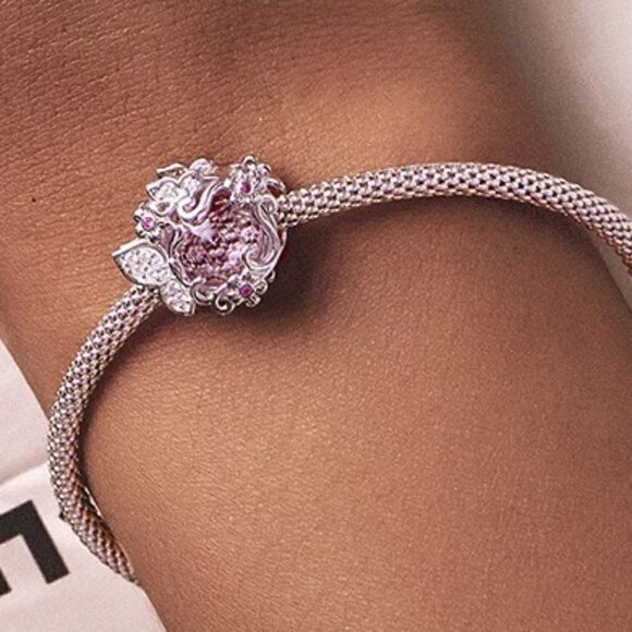 Sterling Silver Cubic Zirconia Butterfly Flower Garden Charm - Picture 4 of 6